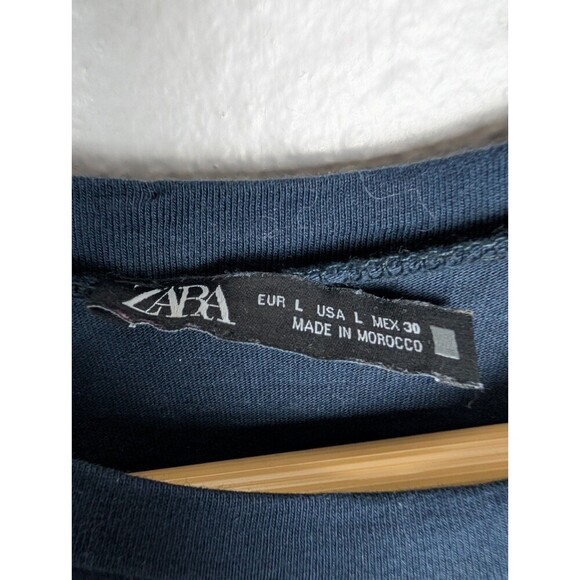 Zara Mini Dress in Dark Blue Size Large Balloon Sleeves Contemporary 139 - Picture 3 of 8